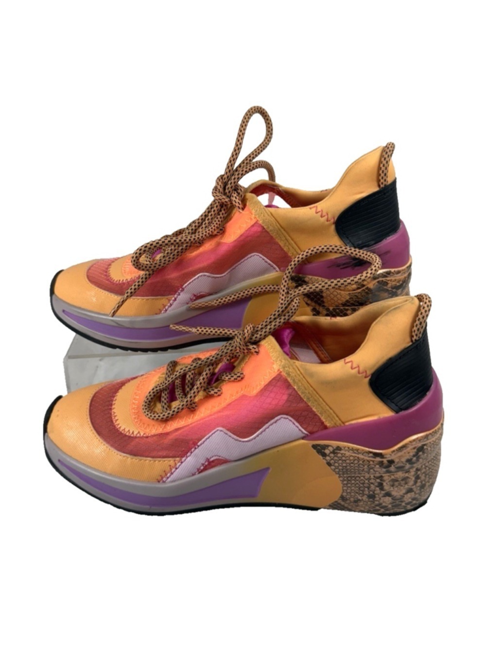 GIANNI BINI Malloy Chunky Orange Colorblock Wedge Sneakers Sz 6M
